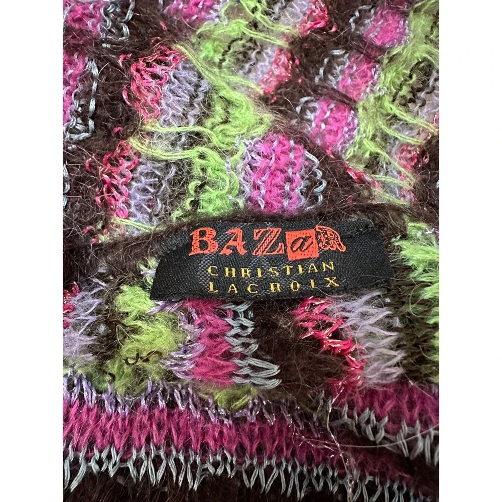 Christian Lacroix Bazar Knit Scarf Oversize Striped Punk Grunge Maximal Y2K